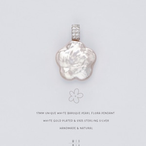 Baroque Pearl Plum Blossom Pendant: Gold Plated Sterling Silver