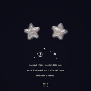Baroque Pearl Star Earrings: Gold Plated Sterling Silver Studs