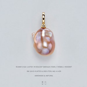 Baroque Pearl Fireball Pendant: Iridescent 18K Gold-Plated Sterling Silver