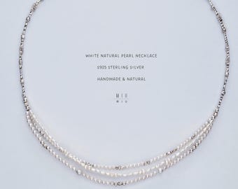 Handmade Natural Freshwater Pearl Necklace•S925 Sterling Sliver Charm Necklace•Everyday Jewelry•Wedding Necklace•Gifts•Made in New York