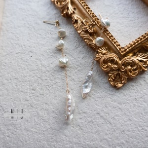Baroque Pearl Earrings: 14K Gold Filled Chain, Freshwater Pearls