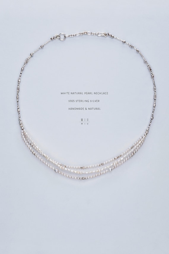 Handmade Natural Freshwater Pearl Necklace•S925 Sterling Sliver Charm Necklace•Everyday Jewelry•Wedding Necklace•Gifts•Made in New York