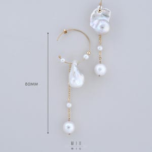 Baroque Pearl Fireball Dorp Earrings - 14K Gold Filled Earrings image 4