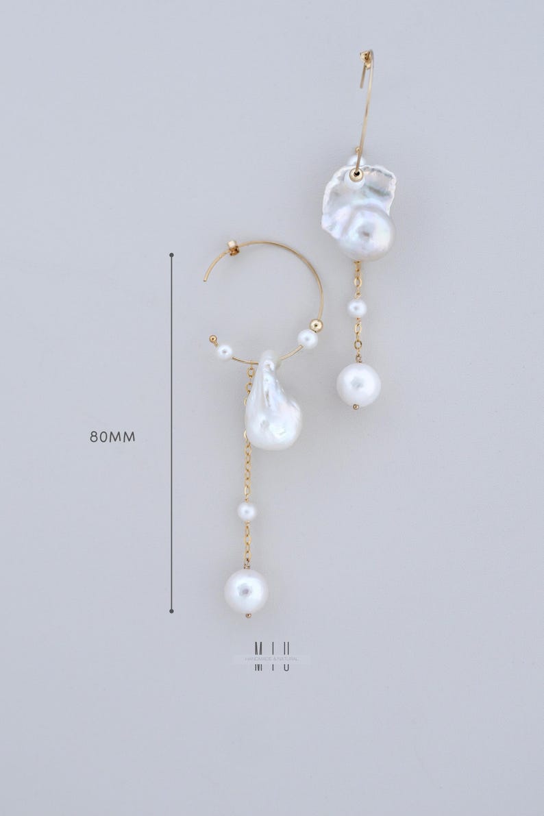Baroque Pearl Fireball Dorp Earrings - 14K Gold Filled Earrings image 4
