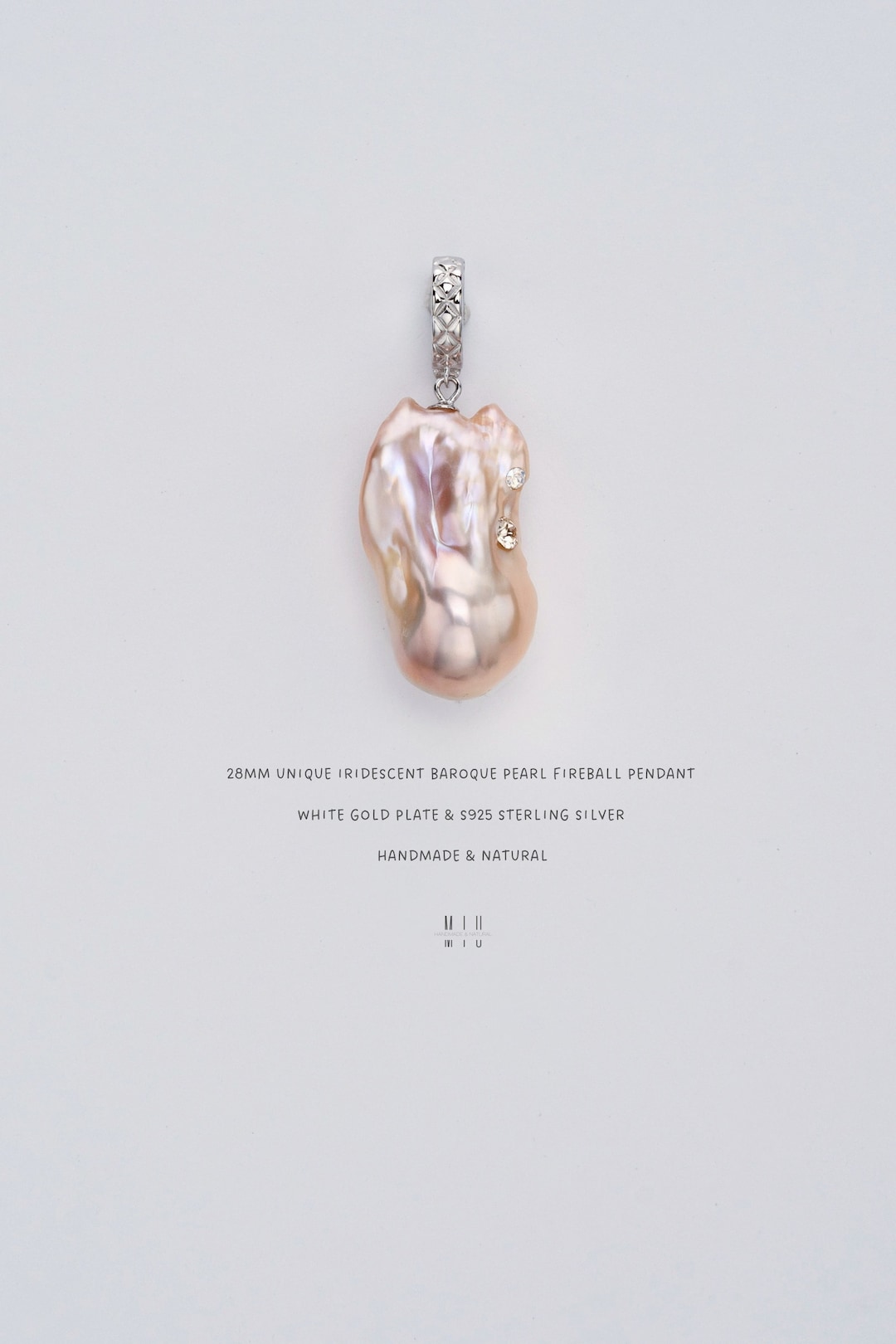 Pendentif Vintage En Or 18k Sertie D'une Imposante Perle B