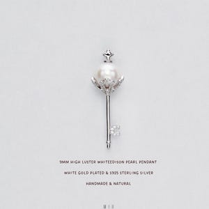 Edison Pearl Key Pendant: 9MM Sterling Silver Charm