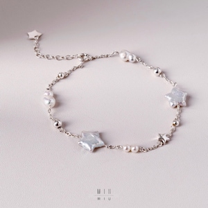 Baroque Pearl Star Bracelet•Natural Freshwater Pearls•S925 Sterling Silver Pearls Jewelry Bracelet•Handmade Bracelet•Birthday Gifts