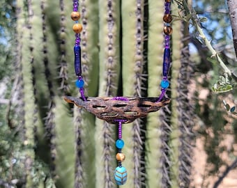 2023 Collar cholla esqueleto con color natural y cuentas de cristal y piedras multicolor