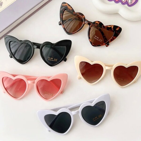 Children's Heart Sunglasses, Kids Heart Sunglasses, heart sunglasses, cream heart sunglasses, festival sunglasses, holiday, fashion