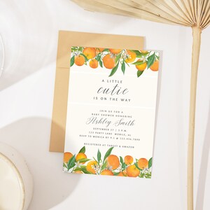 A Little Cutie Baby Shower Invitation | Orange, Citrus Baby Shower Invite