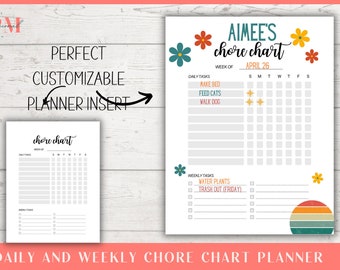 Chore Chart Printable, Weekly Cleaning Chore Chart for Adults, Daily Chores Chart for Teens, Printable Planner Page Insert, Habit Track PDF