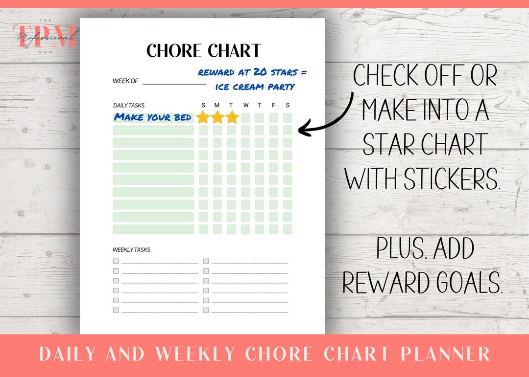 Adult Chore Chart Printable PDF, Daily Weekly Chore Chart for Adults ...