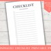 Checklist Printable Blank Template, Reusable Check List Pdf for Digital ...