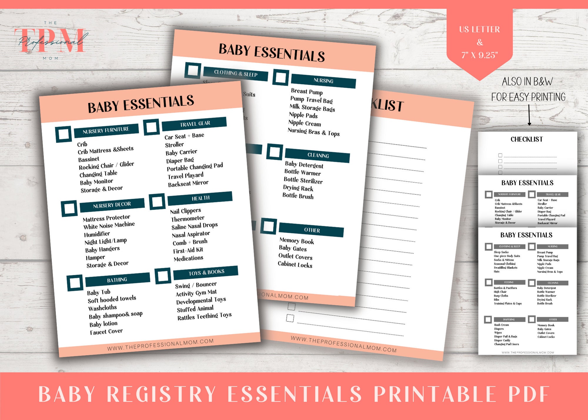 Baby Registry Checklist Printable PDF for New Mom, First Time Parents ...