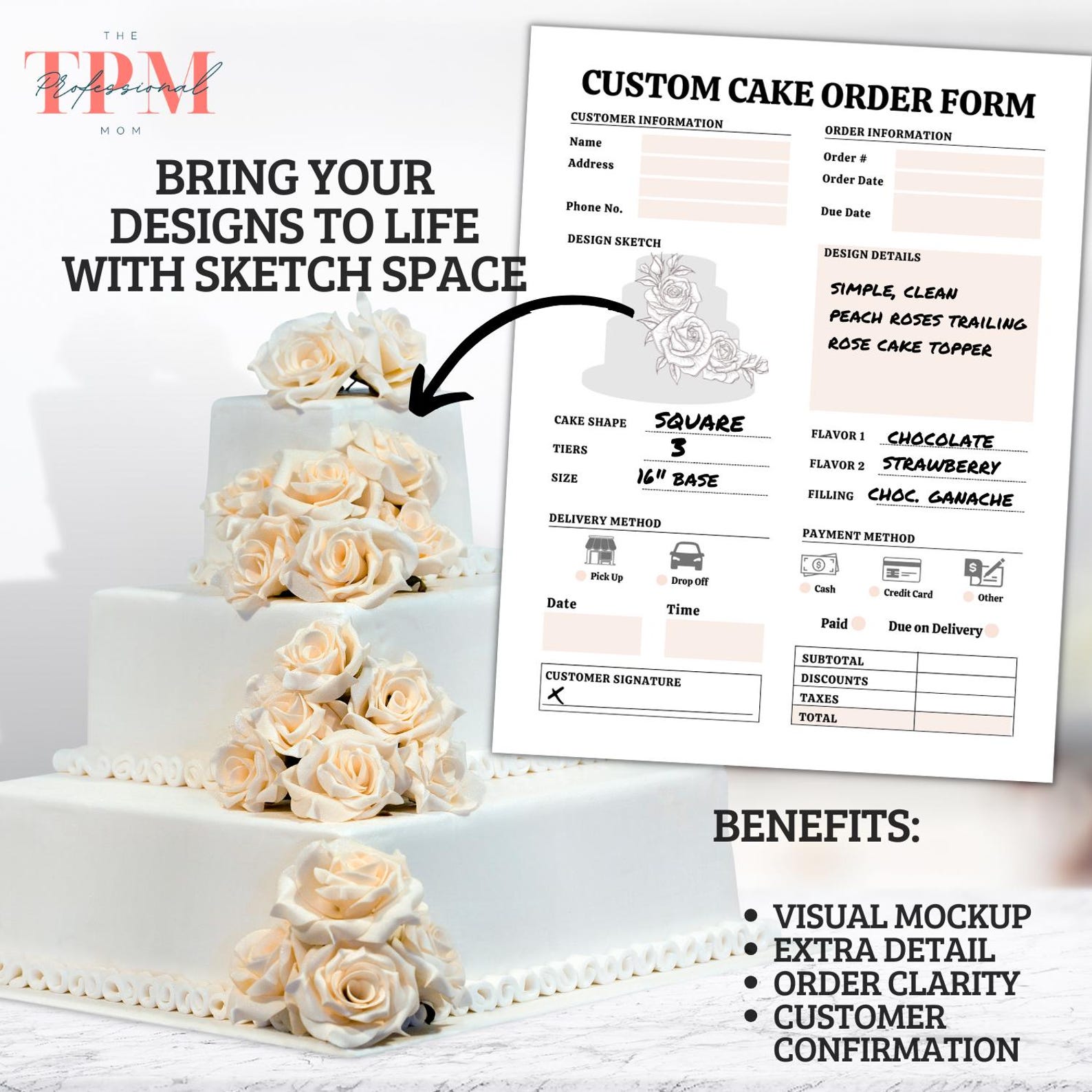 Wedding Cake Order Form Bundle, Custom Cake Order Form Template ...