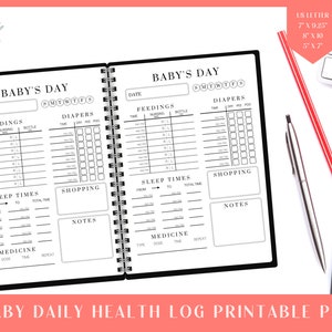 Baby Log Printable, Newborn Feeding and Diaper Tracker, Sleep Schedule ...