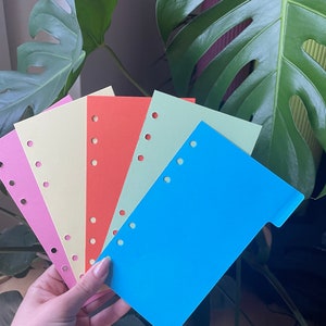 Trennstreifen Budget Binder A6 - 6 fach Lochung - bunt - perfekt für die Umschlagmethode- 5 Stück - Trennblätter Ordner - 5 Farben