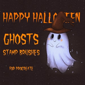 20 Halloween Ghosts stamp brushes for Procreate | Design stamp brushes for Procreate | Procreate | halloween stamp brushes | Procreate stamp