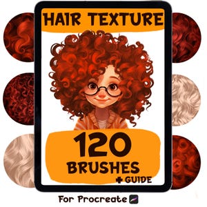 127 Procreate Brushes Texture Hair. Curly Hairstyle texture outline brushes for Procreate. Anime manga dual color brushes. Character design