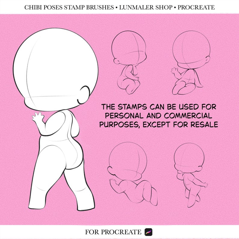 100 Chibi Poses Stamp Brushes for Procreate App. Anime Chibi Poses ...