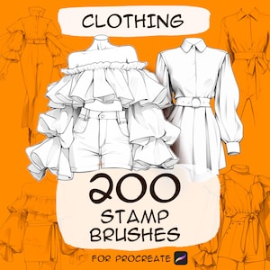 214 Kleidung Stempel Bürsten für Procreate, Procreate Stempel, Procreate Bürsten, Kleidung procreate, Procreate Outfit-Stempel, Procreate