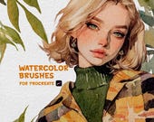 Realistic Watercolor Brushes for Procreate. Watercolor texture paper canvas. Procreate watercolor bundle. Procreate wet watercolor brusshes