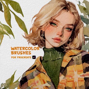 Aquarelpenselen voor de Procreate-app, Procreate-penselen, aquareltextuurpapier canvas, digitale realistische aquarelpenselen voor Procreate