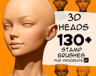 130+ 3D head stamp brushes for Procreate, Procreate, Procreate stamps, Procreate brushes, Procreate portrait< procreate woman, 3d Procreate