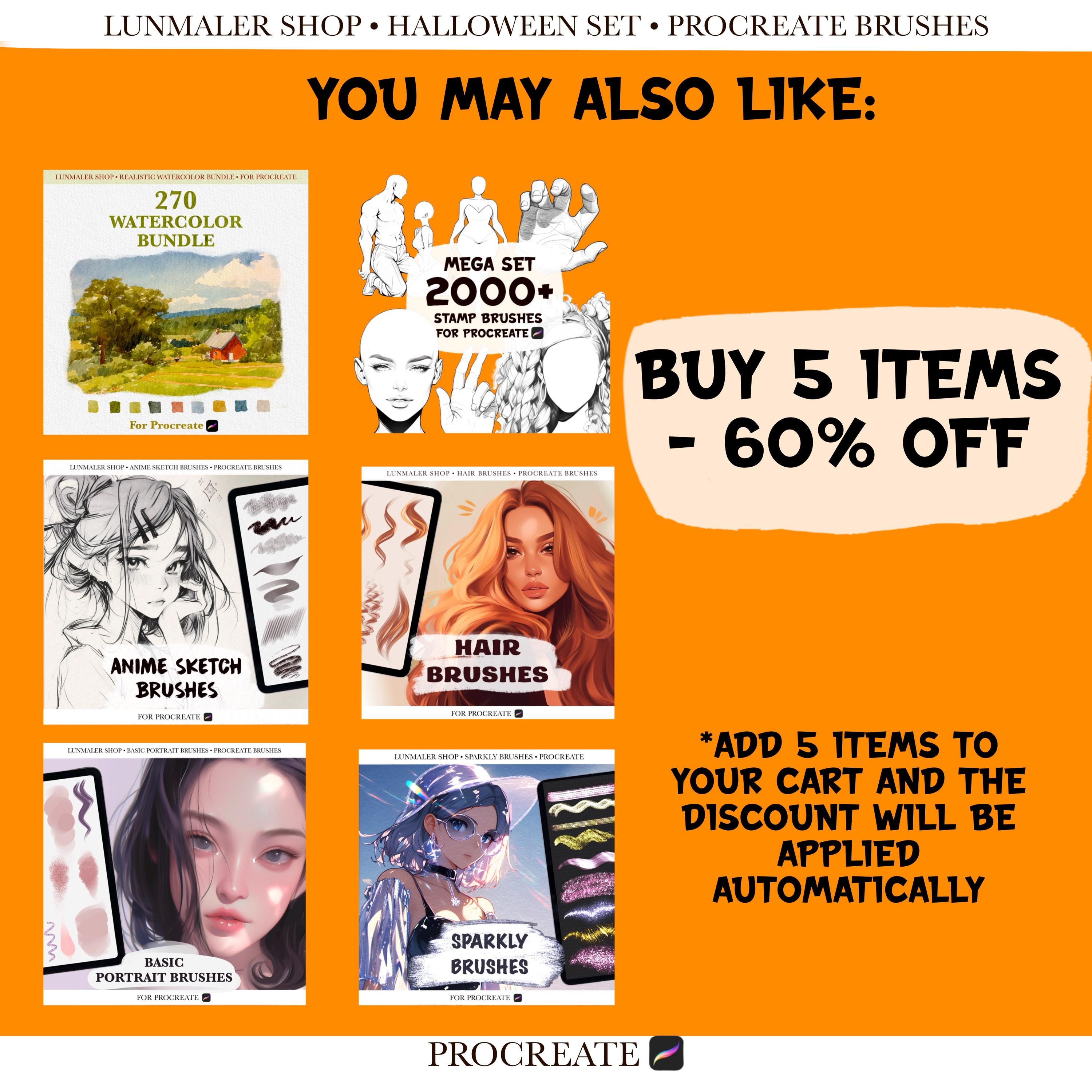 Halloween Procreate Stamp Brush Mega Set: Character, Ghost, Pumpkin ...