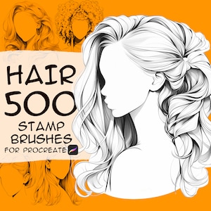 500 Hair stamp brushes for Procreate, Procreate, Procreate brushes, Procreate stamps, Procreate woman hairstyle, Procreate hairstyle stamps