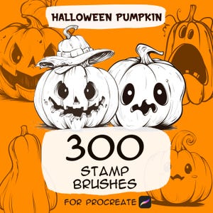300 Halloween Pumpkin Stamp Brushes for Procreate (Brushset Digital Download)