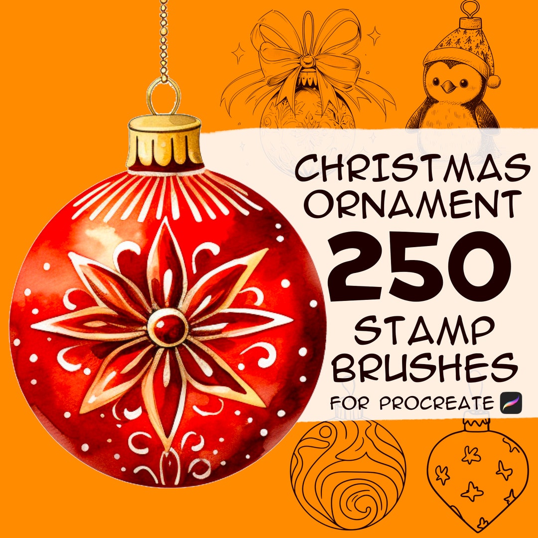Christmas Ornament Stamp Brushes for Procreate, Procreate Xmas Stamp ...