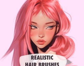 Realistiska hårborstar för Procreate. Anime hårborste. Tecknad frisyrborste. Anime Manga karaktärsdesign. Hårborsteset för Procreate