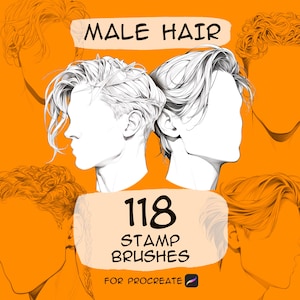 118 pinceles de sellos de cabello masculino para Procreate (descarga digital)