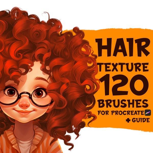 127 Hair texture brushes for Procreate, Procreate, Procreate brushes, Procreate hair, Procreate curly hairstyle, Procreate brushes
