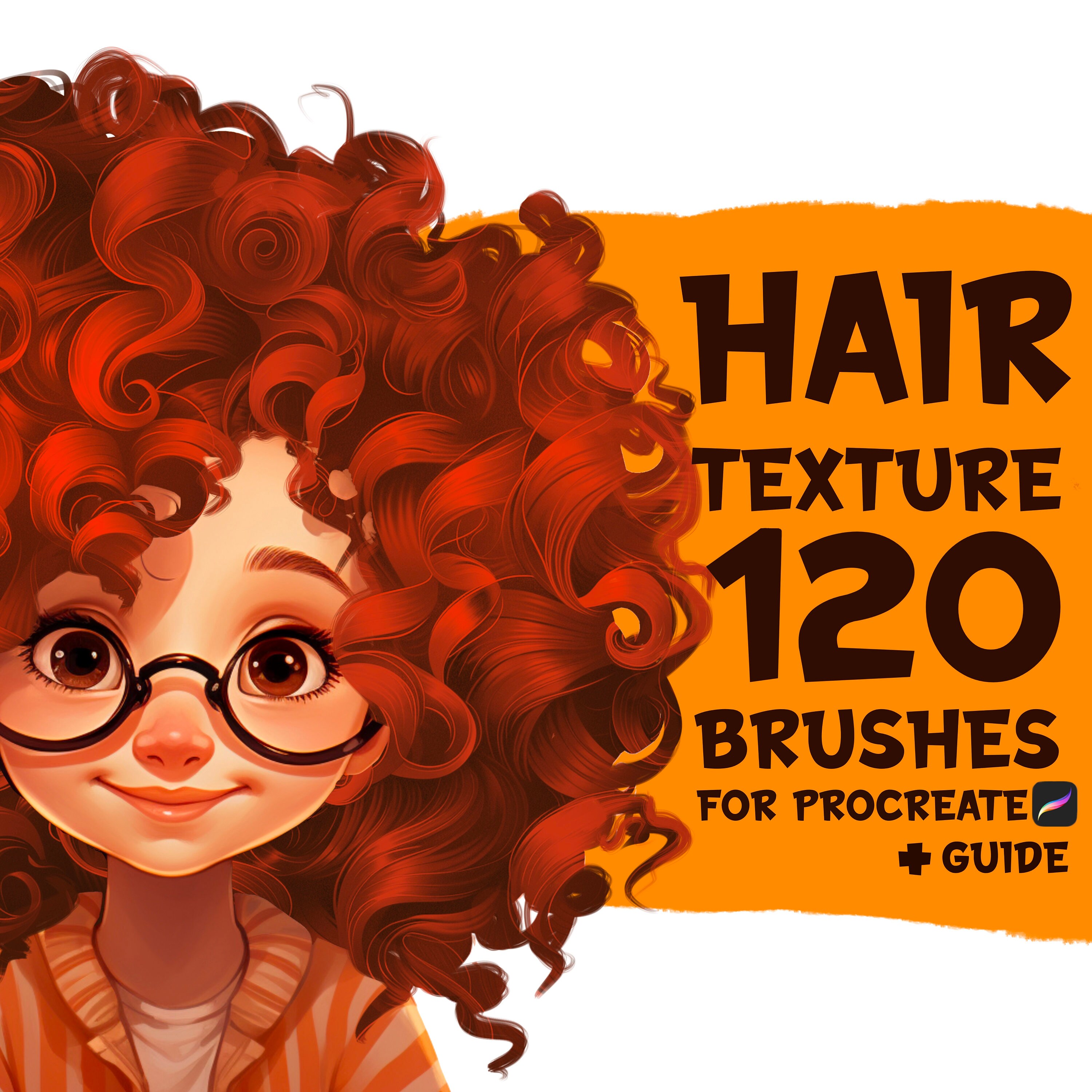 127 pinceles de textura de cabello para Procreate – Mechones, rizos, ondas y brillos realistas