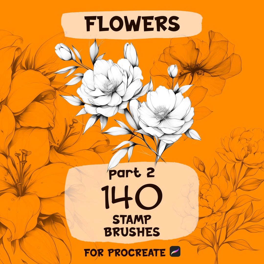 140 Flowers Stamp Brushes for Procreate App (brushset Digital Download ...
