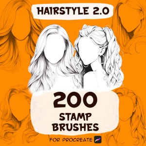 200 Procreate Hairstempelborstels: dameskapsels (deel 2) (digitale download .brushset)