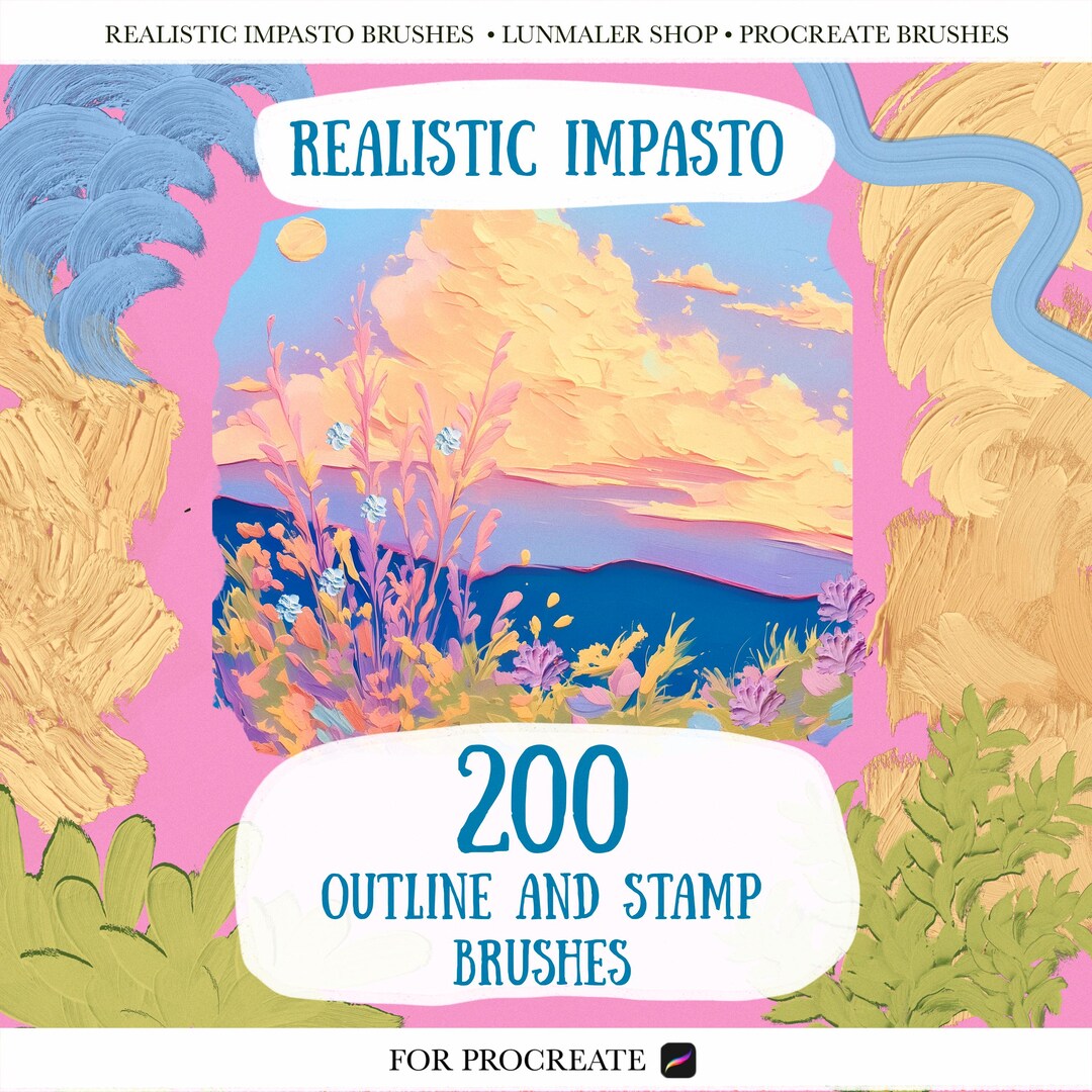 Impasto Stamp and Outline Brushes for Procreate. Oil, Gouache Realistic ...