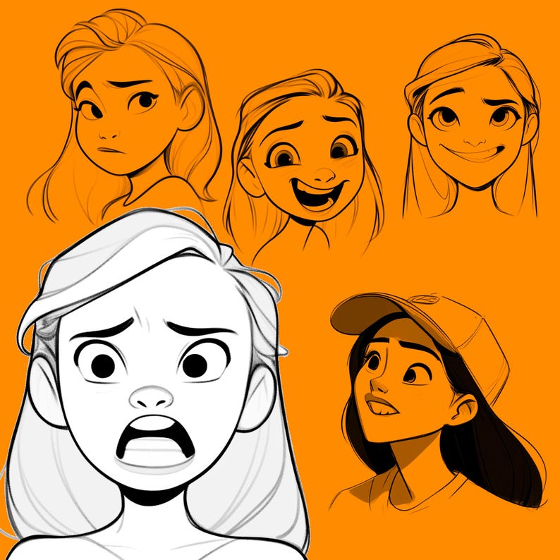 Cartoon girls stamp brushes for Procreate app image 7