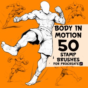 Male body in motion 50 stamp brushes for Procreate, Procreate stamps, Procreate brushes, Procreate body, Procreate male stamp brushes