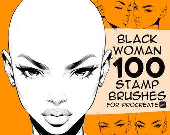 100 sellos de base de mujer negra para Procreate (juego de pinceles)