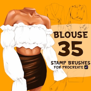 35 Blusen Stempel Procreate, Stempelbürsten für Procreate, Kleiderstempel Bürsten, Procreate Kleidung, Procreate Portrait, Procreate