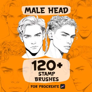 123 stempelborstels herenhoofd voor procreate (digitale download penselen)