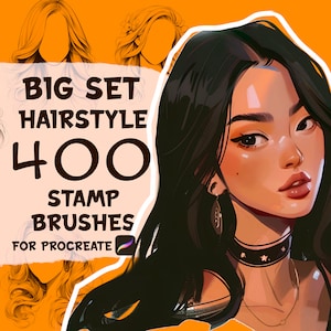 Procreate 用 400 種類のヘアスタイル スタンプ ブラシ、Procreate、Procreate スタンプ ブラシ、Procreate ヘア ブラシ、Procreate ヘア スタンプ ブラシ