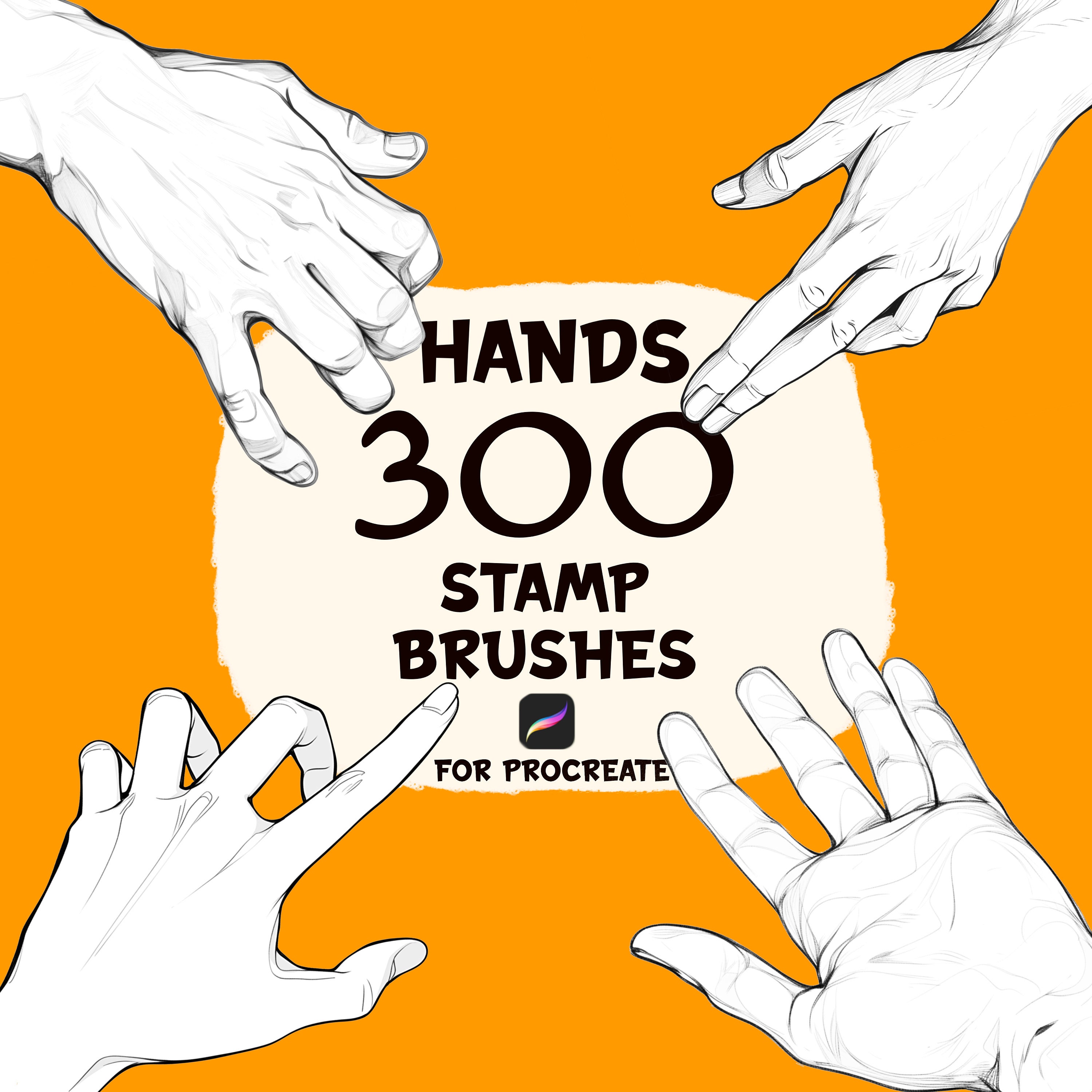 Hand Stamp Brushes for Procreate – 200+ Hand Poses, Gestures and Line Art Stamps