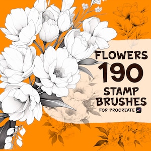 190 Pennelli per timbri di fiori per Procreate, pennelli per timbri Procreate, fiori Procreate, piante Procreate, peonie Procreate, pennelli Procreate