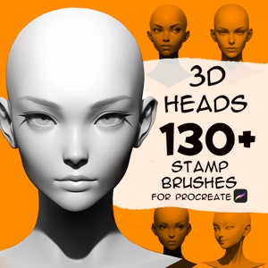 3d Head stamp brushes for Procreate, Procreate skin tone, Procreate stamp brushes, Procreate stamps, Procreate brushes, Procreate portrait