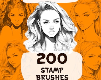 200 Woman Portrait Stamp Brushes for Procreate (Brushset Digital Download