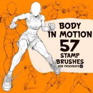 The female body in motion 57 stamp brushes for Procreate, Procreate stamps, Procreate, Procreate body stamp brushes, woman digital brushes
